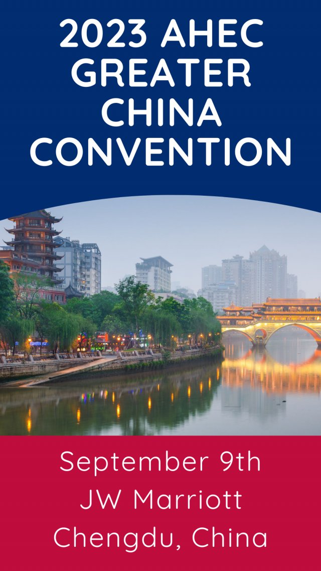 The 2023 AHEC Greater China and Southeast Asia Convention will be held in Chengdu, China on September 8th