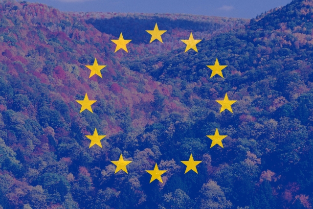 Map of European Union on US Hardwood Forest