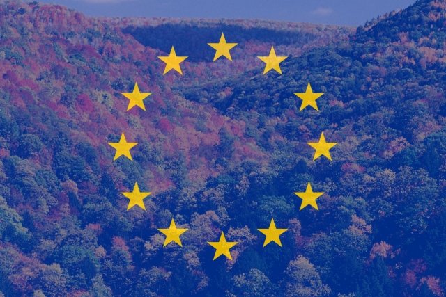 Map of European Union on US Hardwood Forest